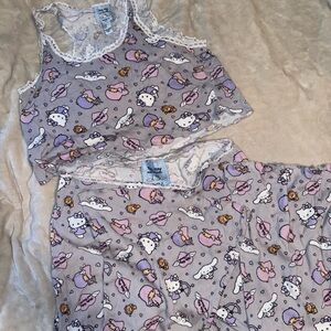 Hello Kitty Purple and White Pajama Set with Playful Print